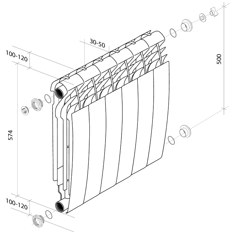 Дизайнерский биметаллический радиатор Royal Thermo BiLiner 500 1 секция